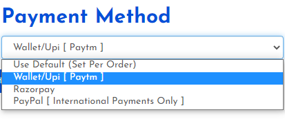 Select the Payment Method