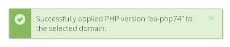 Success, PHP version changed