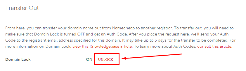 Unlock your Domain Name
