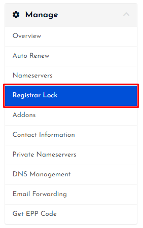 Go to Registrar Lock